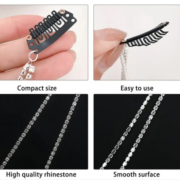 CRYSTAL HAIR TASSELS in Silver (set of 2) - Picture 2 of 3